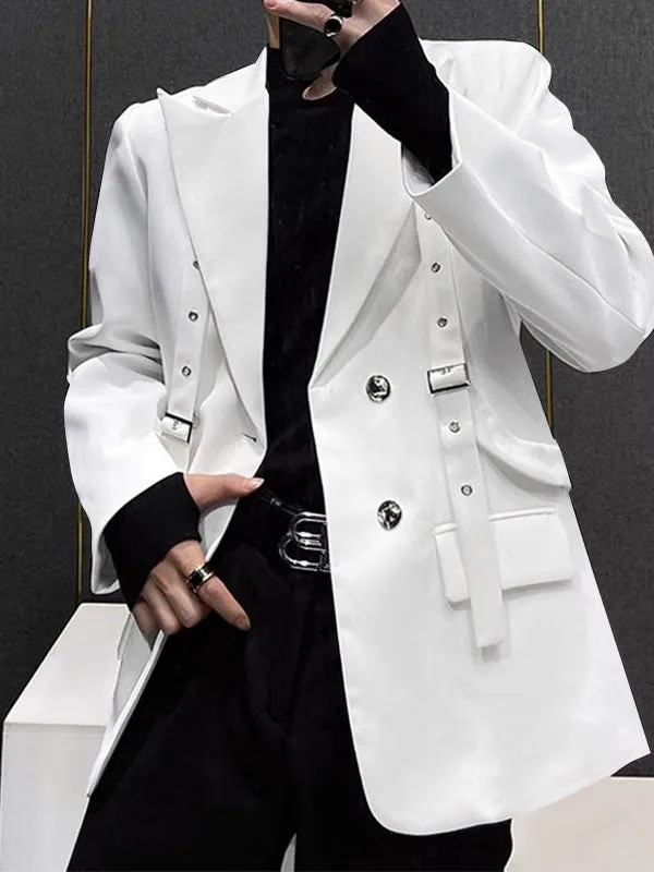 Mens Lace-Up Design Long Sleeve Blazer SKUK80595 sold by Incerunmen