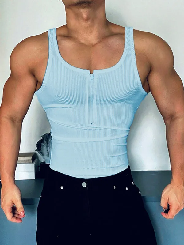Mens Striped Zipper Design Sleeveless Tank SKUK80680 sold by Incerunmen product image thumbnail 5