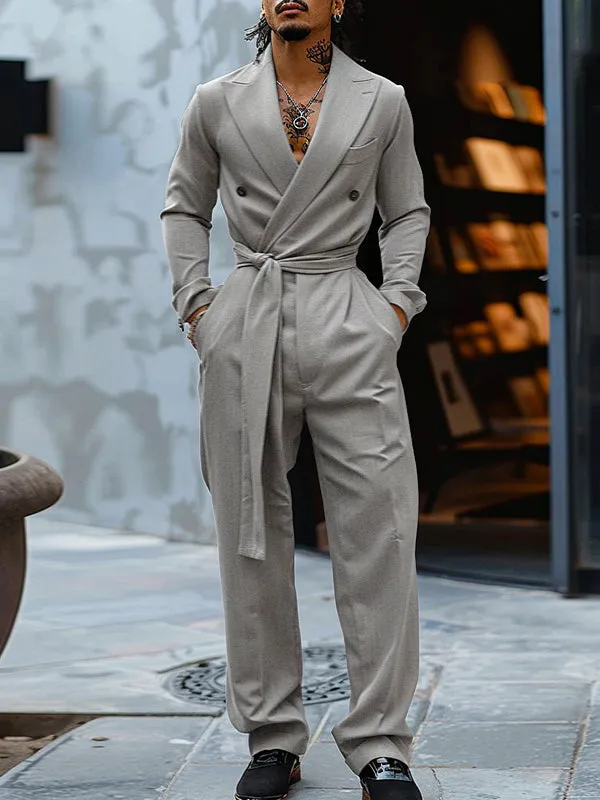 Mens Double-Breasted Long Sleeve Jumpsuit SKUK80575 sold by Incerunmen