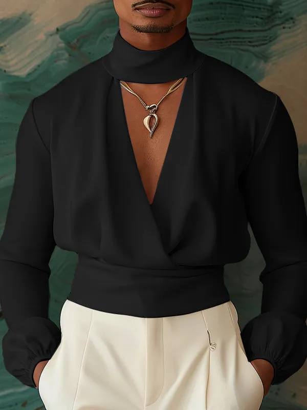 Mens Deep V-Neck Long Sleeve Shirt SKUK80274 sold by Incerunmen product image thumbnail 2