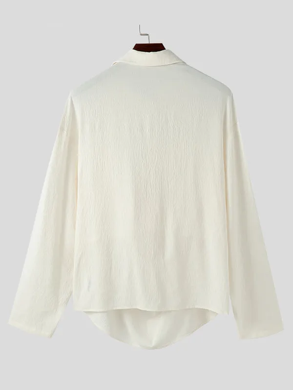 Mens Deconstructed Draped Neck Long Sleeve Shirt SKUK77376 sold by Incerunmen product image thumbnail 5