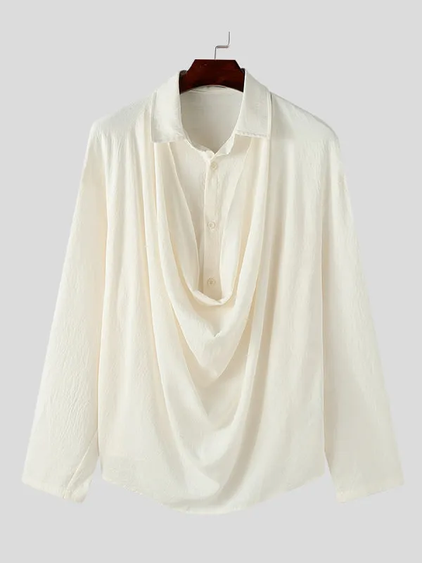 Mens Deconstructed Draped Neck Long Sleeve Shirt SKUK77376 sold by Incerunmen product image thumbnail 4