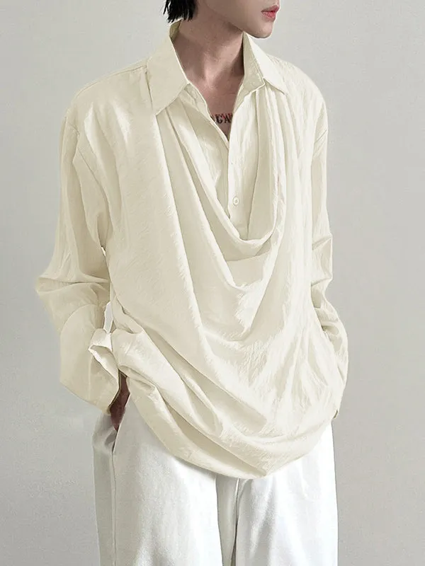 Mens Deconstructed Draped Neck Long Sleeve Shirt SKUK77376 sold by Incerunmen product image thumbnail 2