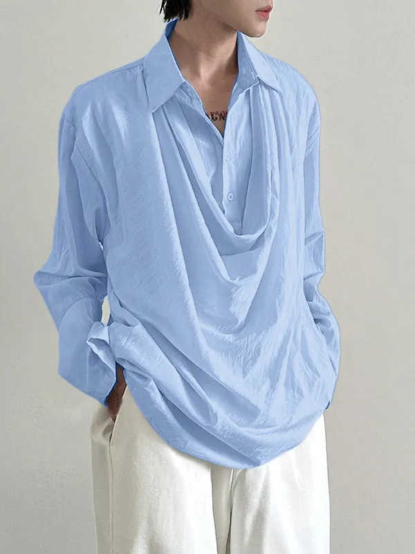 Mens Deconstructed Draped Neck Long Sleeve Shirt SKUK77376 sold by Incerunmen product image thumbnail 3