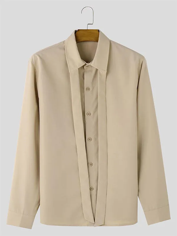 Mens Deconstructed Tie-Detail Long Sleeve Shirt SKUK79645 sold by Incerunmen product image thumbnail 4