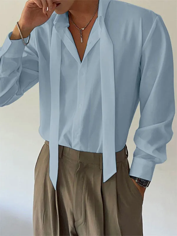 Mens Deconstructed Tie-Detail Long Sleeve Shirt SKUK79645 sold by Incerunmen product image thumbnail 2