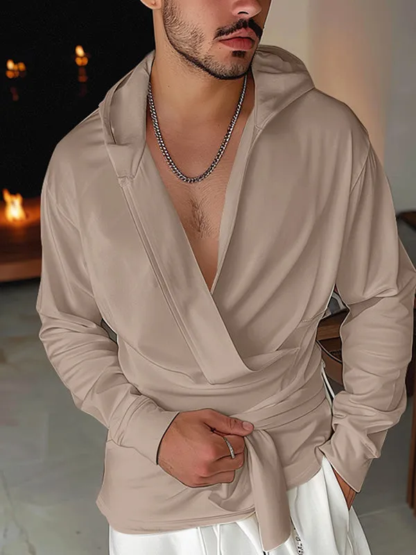 Mens Deconstructed Solid Color Pullover Hoodie SKUK77363 sold by Incerunmen product image thumbnail 2