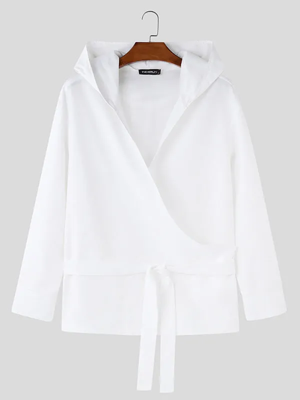 Mens Deconstructed Solid Color Pullover Hoodie SKUK77363 sold by Incerunmen product image thumbnail 4