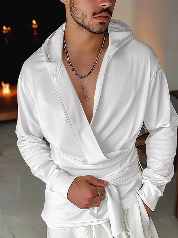 Mens Deconstructed Solid Color Pullover Hoodie SKUK77363 sold by Incerunmen