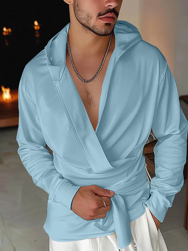 Mens Deconstructed Solid Color Pullover Hoodie SKUK77363 sold by Incerunmen product image thumbnail 3