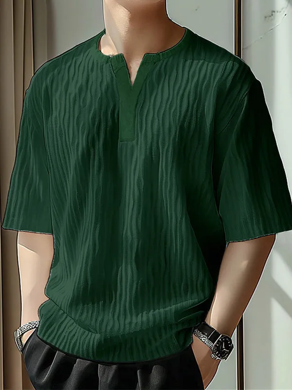 Mens Modern Minimalist Textured Half Sleeve T-Shirt SKUK76348 sold by Incerunmen