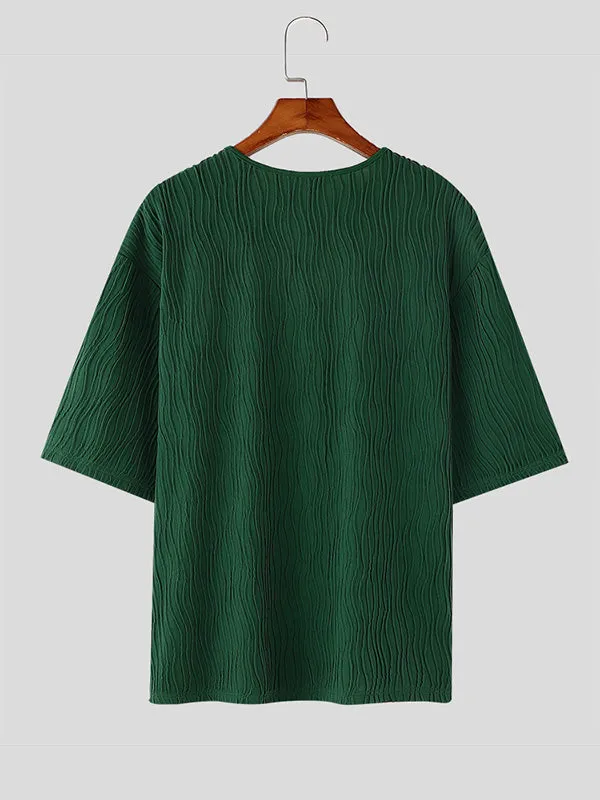 Mens Modern Minimalist Textured Half Sleeve T-Shirt SKUK76348 sold by Incerunmen product image thumbnail 5