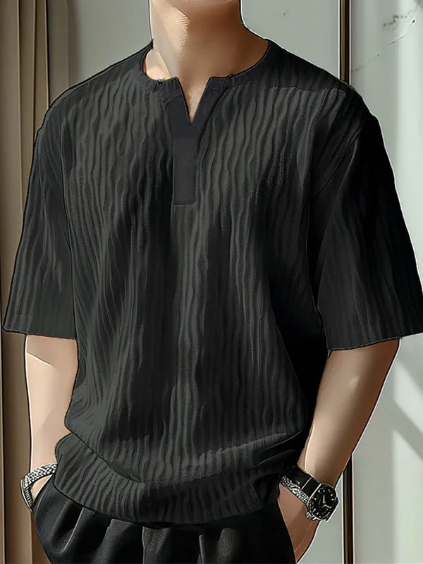 Mens Modern Minimalist Textured Half Sleeve T-Shirt SKUK76348 sold by Incerunmen product image thumbnail 2