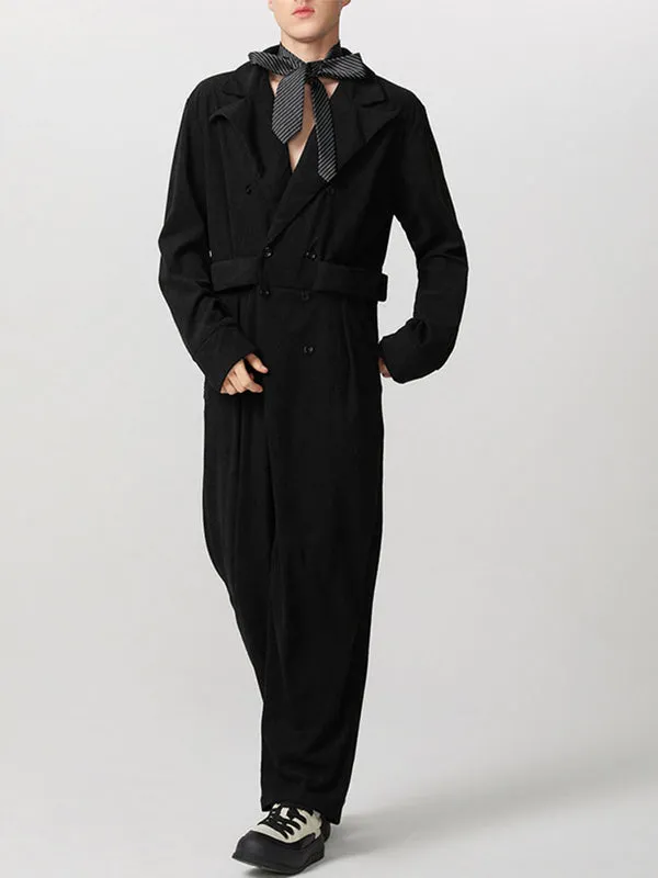 Mens Solid Color Corduroy Double-Breasted Jumpsuit SKUK74930 sold by Incerunmen product image thumbnail 2