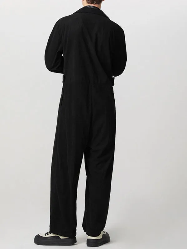 Mens Solid Color Corduroy Double-Breasted Jumpsuit SKUK74930 sold by Incerunmen product image thumbnail 3