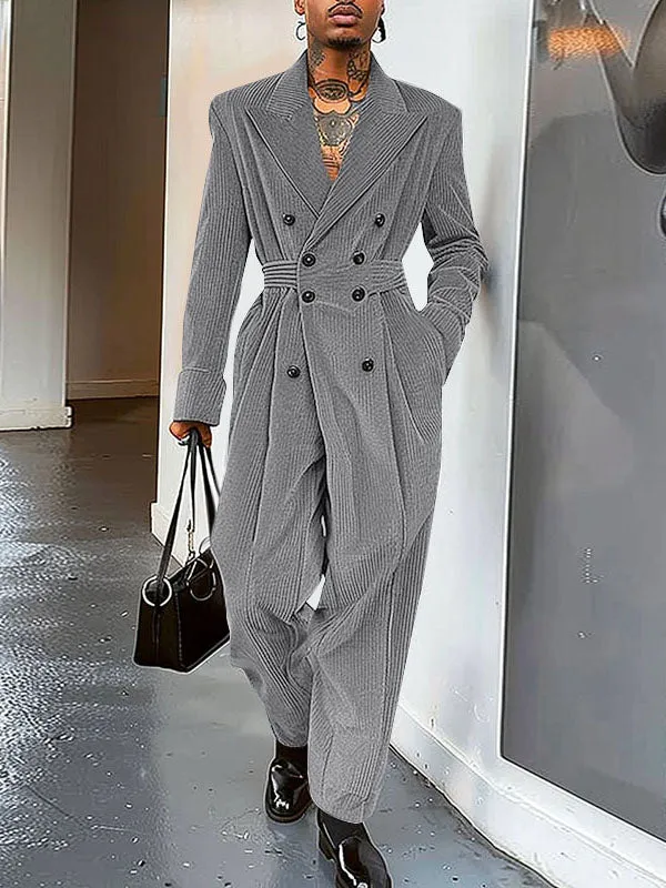 Mens Solid Color Corduroy Double-Breasted Jumpsuit SKUK74930 sold by Incerunmen product image thumbnail 4