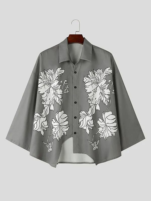 Mens Floral Print Bell Sleeve Shirt SKUK74943 sold by Incerunmen product image thumbnail 4