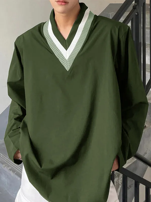 Mens Casual Colorblock Neck Long Sleeve T-Shirt SKUK78377 sold by Incerunmen