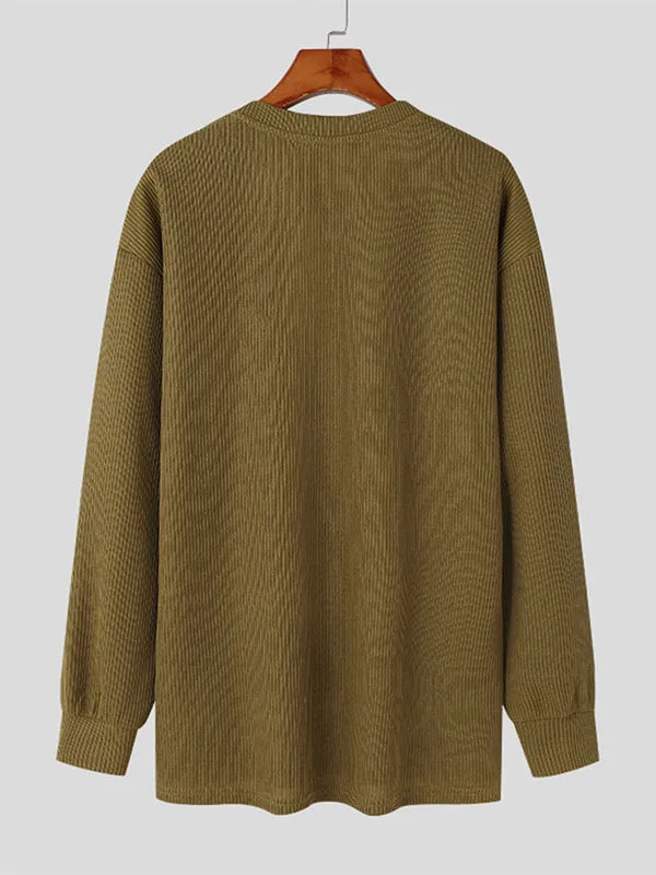 Mens Deep V-Neck Textured Pullover Sweater SKUK76408 sold by Incerunmen product image thumbnail 5