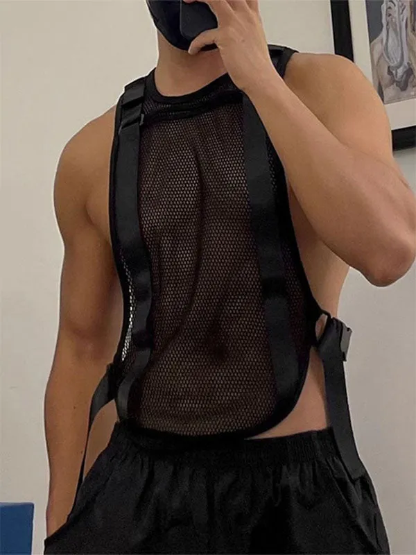 Mens Mesh Hollow Out Sheer Tank SKUK74682 sold by Incerunmen