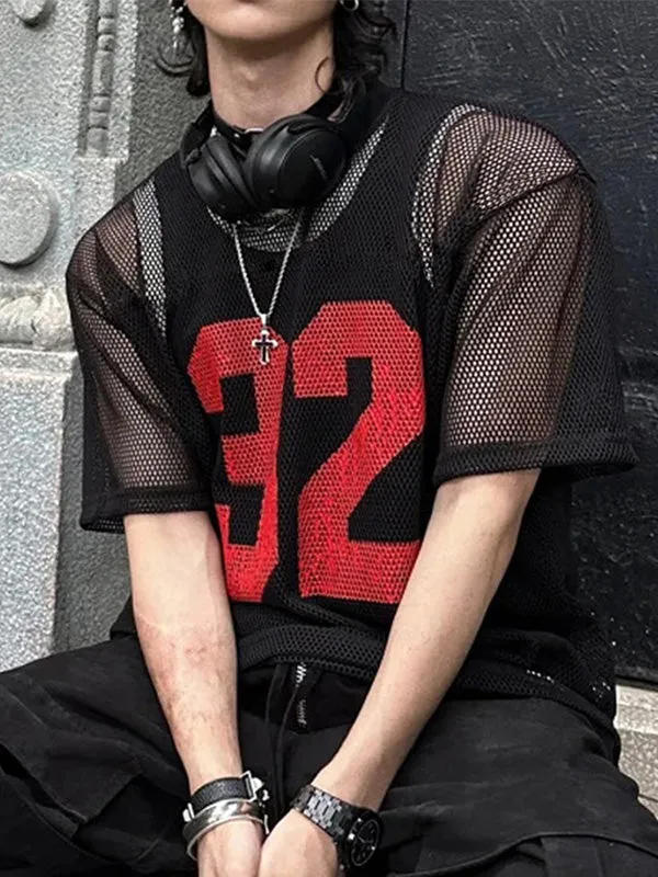 Mens Numeric Prin Sheer Mesh T-Shirt SKUK72438 sold by Incerunmen product image thumbnail 3