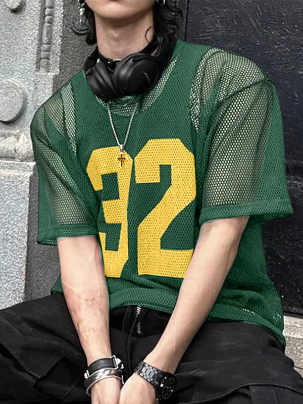 Mens Numeric Prin Sheer Mesh T-Shirt SKUK72438 sold by Incerunmen