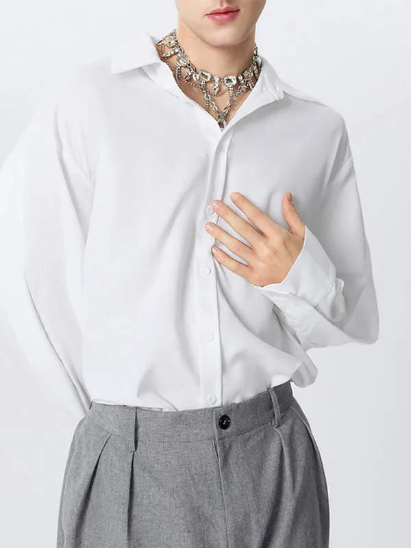 Mens Deconstructed Solid Color Long-Sleeve Shirt SKUK72506 sold by Incerunmen