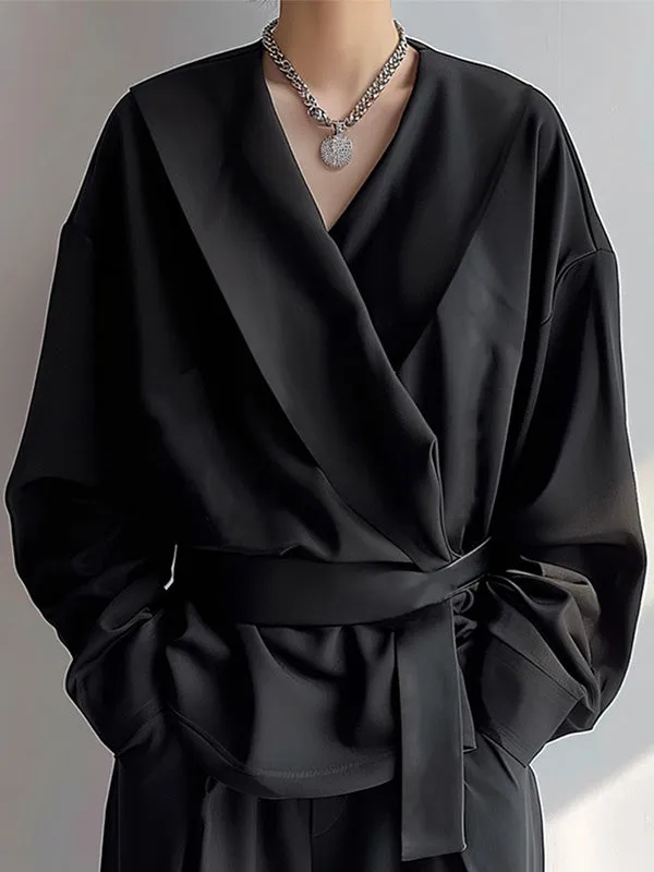 Mens Deconstructed Solid Color V-Neck Shirt SKUK76354 sold by Incerunmen