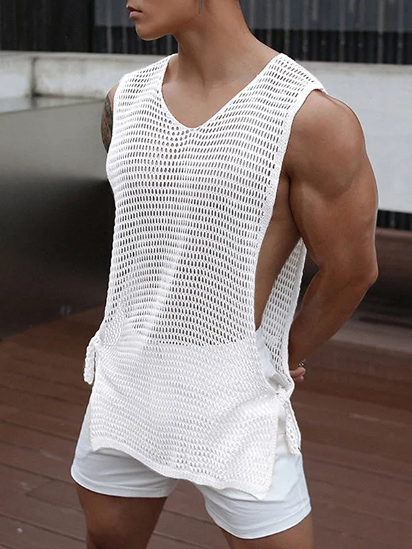 Mens Fishing Net Hollow Slit Hem Tank Top SKUK02705 sold by Incerunmen