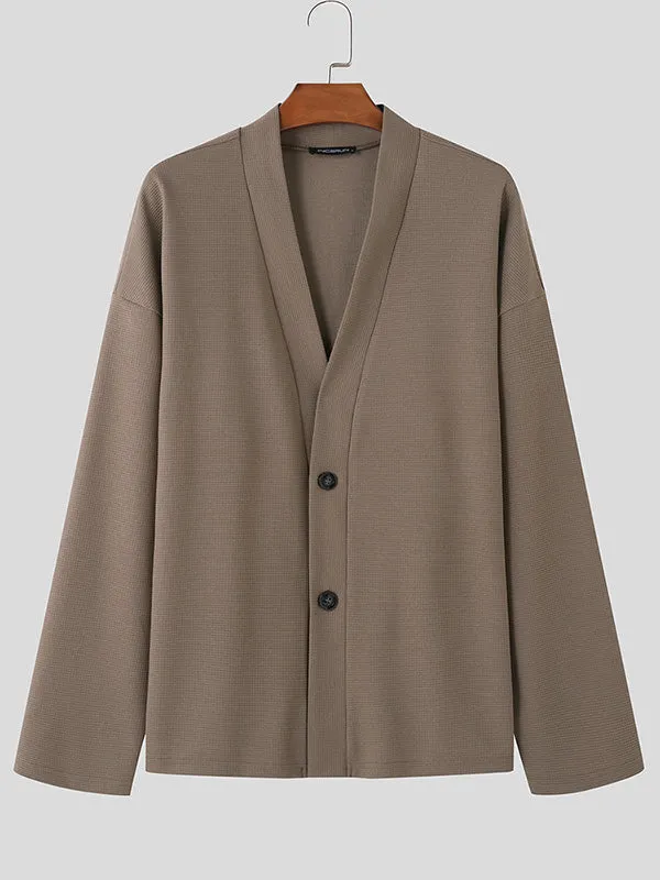 Mens Minimalist Textured Long-Sleeve Cardigan SKUK77318 sold by Incerunmen product image thumbnail 4