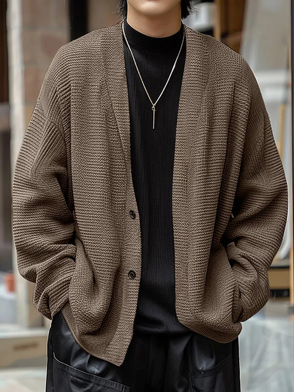 Mens Minimalist Textured Long-Sleeve Cardigan SKUK77318 sold by Incerunmen product image thumbnail 2