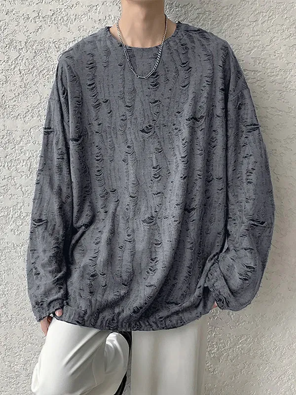 Mens Minimalist Textured Long-Sleeve T-Shirt SKUK76398 sold by Incerunmen product image thumbnail 3