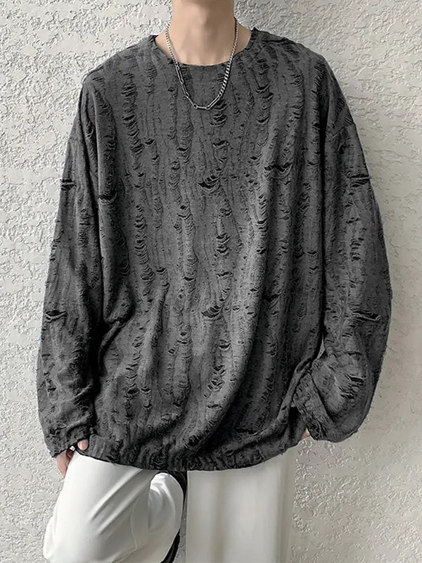 Mens Minimalist Textured Long-Sleeve T-Shirt SKUK76398 sold by Incerunmen