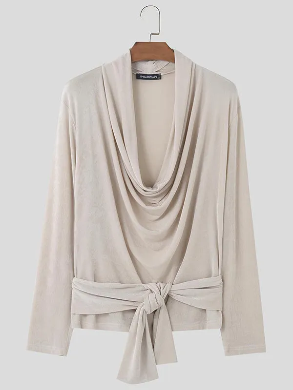 Mens French Elegance Draped Neck Shirt SKUK72396 sold by Incerunmen product image thumbnail 4