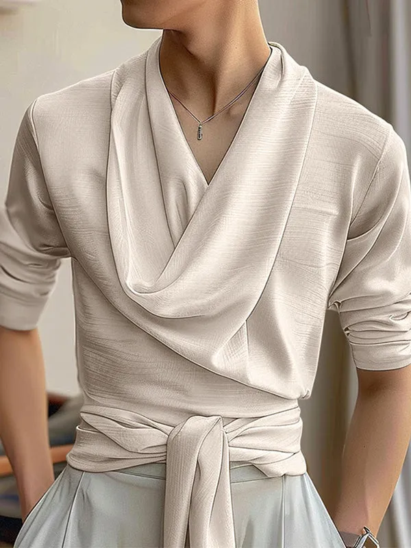 Mens French Elegance Draped Neck Shirt SKUK72396 sold by Incerunmen product image thumbnail 2
