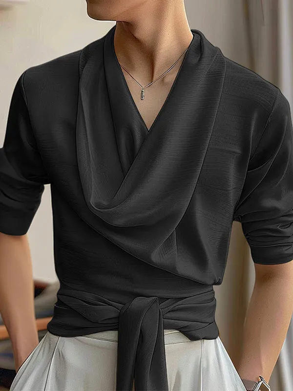 Mens French Elegance Draped Neck Shirt SKUK72396 sold by Incerunmen