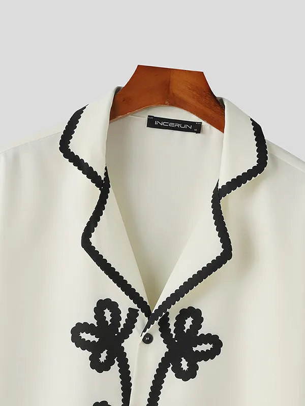 Mens Chanel-Inspired Print Short-Sleeve Shirt SKUK67199 sold by Incerunmen product image thumbnail 4