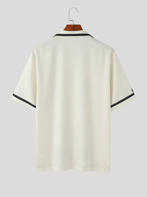 Mens Chanel-Inspired Print Short-Sleeve Shirt SKUK67199 sold by Incerunmen product image thumbnail 3