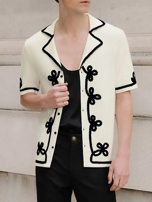 Mens Chanel-Inspired Print Short-Sleeve Shirt SKUK67199 sold by Incerunmen