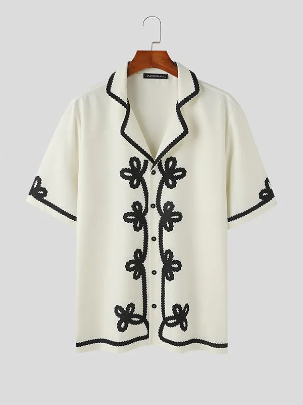 Mens Chanel-Inspired Print Short-Sleeve Shirt SKUK67199 sold by Incerunmen product image thumbnail 2