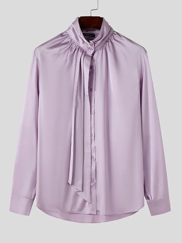 Mens French Style Solid Color Pleated Shirt SKUK74950 sold by Incerunmen product image thumbnail 4