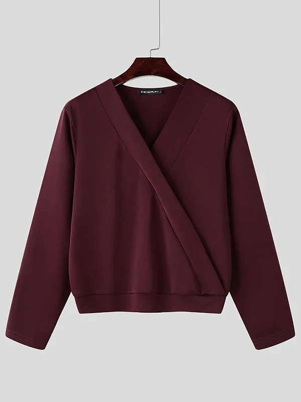 Mens Deconstructed V-Neck Long-Sleeve Shirt SKUK74953 sold by Incerunmen product image thumbnail 4