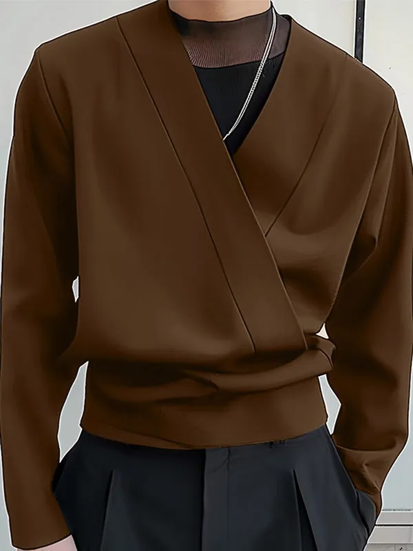 Mens Deconstructed V-Neck Long-Sleeve Shirt SKUK74953 sold by Incerunmen product image thumbnail 3