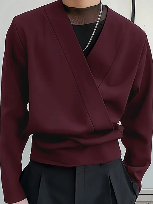 Mens Deconstructed V-Neck Long-Sleeve Shirt SKUK74953 sold by Incerunmen product image thumbnail 2