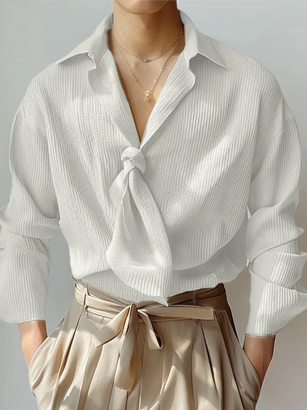 Mens Solid Color Textured Long-Sleeve Shirt SKUK74964 sold by Incerunmen