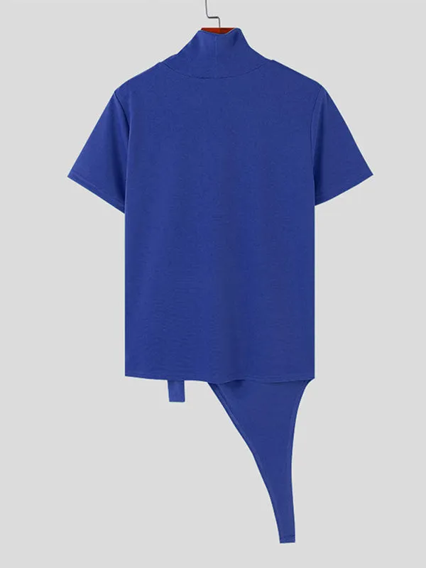 Mens Deconstructed Solid Metal Button T-Shirt SKUK72542 sold by Incerunmen product image thumbnail 5