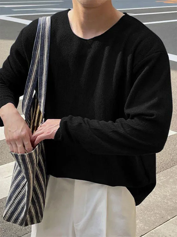 Mens Striped V-Neck Long-Sleeve T-Shirt SKUK73576 sold by Incerunmen