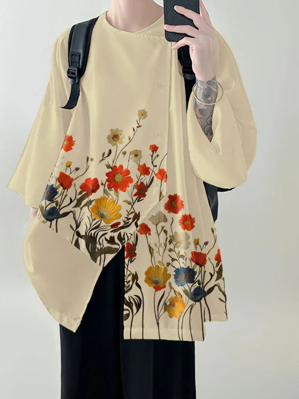 Mens Irregular Design Floral Print Shirt SKUK69979 sold by Incerunmen product image thumbnail 5