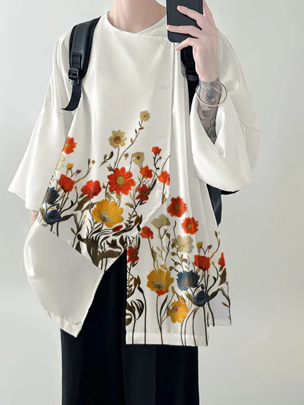 Mens Irregular Design Floral Print Shirt SKUK69979 sold by Incerunmen product image thumbnail 3