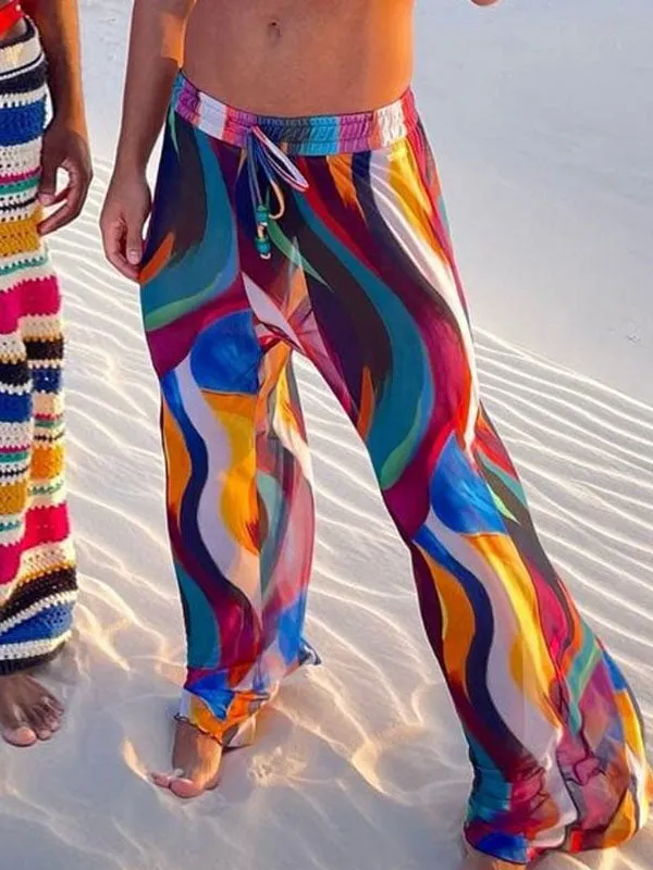 Mens Colorful Fluid Striped Print Long Pant SKUK72776 sold by Incerunmen